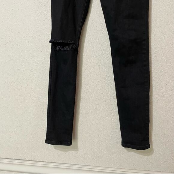 Reformation Black High Rise Skinny Jeans Distressed Womens 23 Denim Casual Fall - Picture 2 of 7